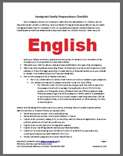 Deportation Checklist: English